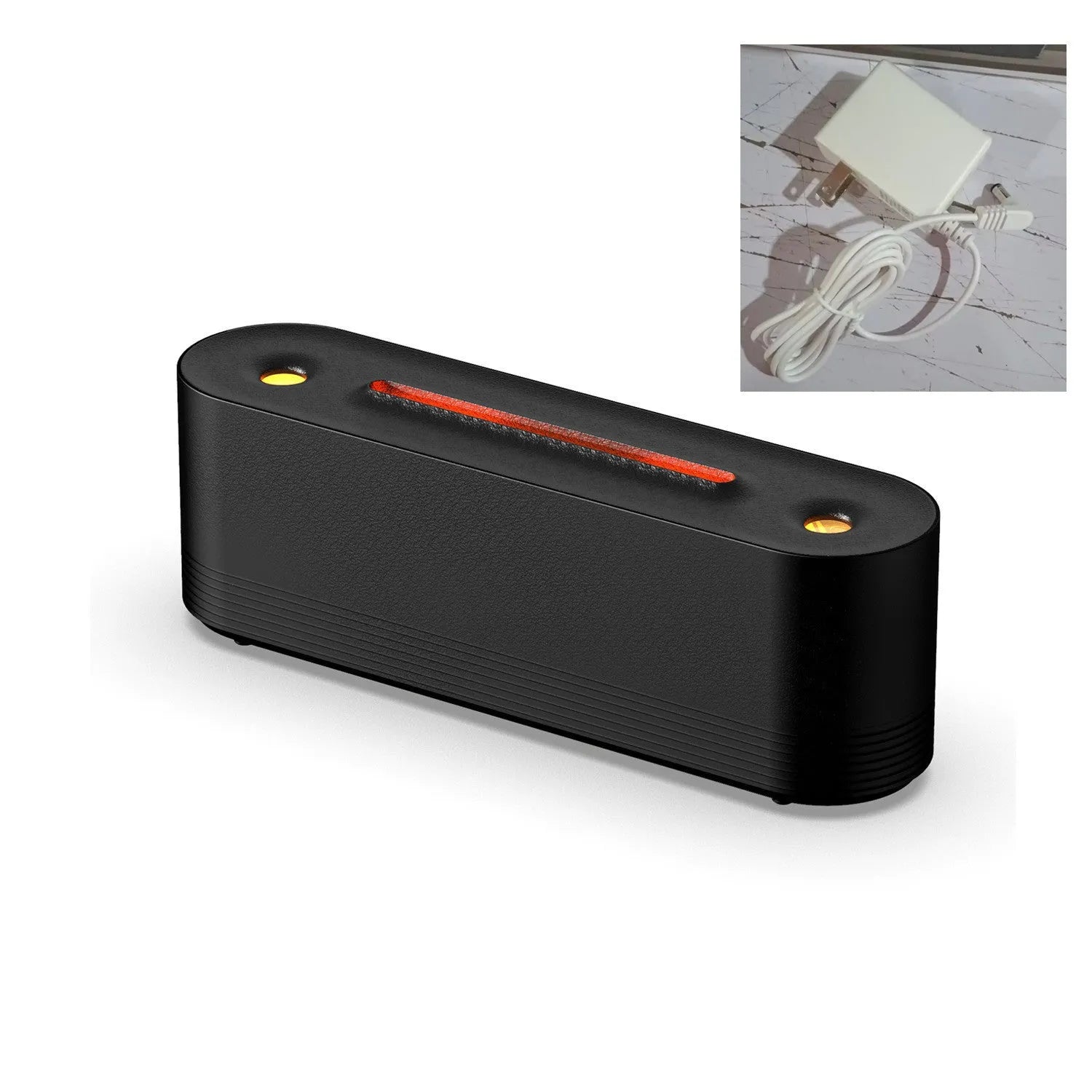 Flame Air ultrasonic humidifier and aroma diffuser with LED light display in black or white