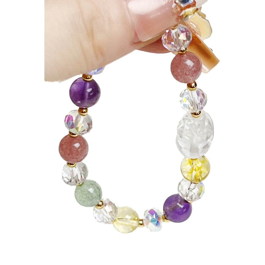 Handcrafted clear crystal bracelet with a detailed Phoenix Nine Tail Fox charm and adjustable clasp.