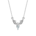 Close-up of a sterling silver eagle pendant on an O-ring chain, adjustable from 41cm to 50cm length.