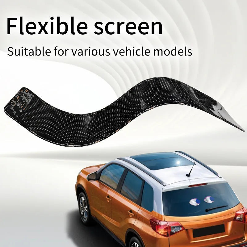 LED smart bumper sticker expression screen attached to mobile phone showing animated display