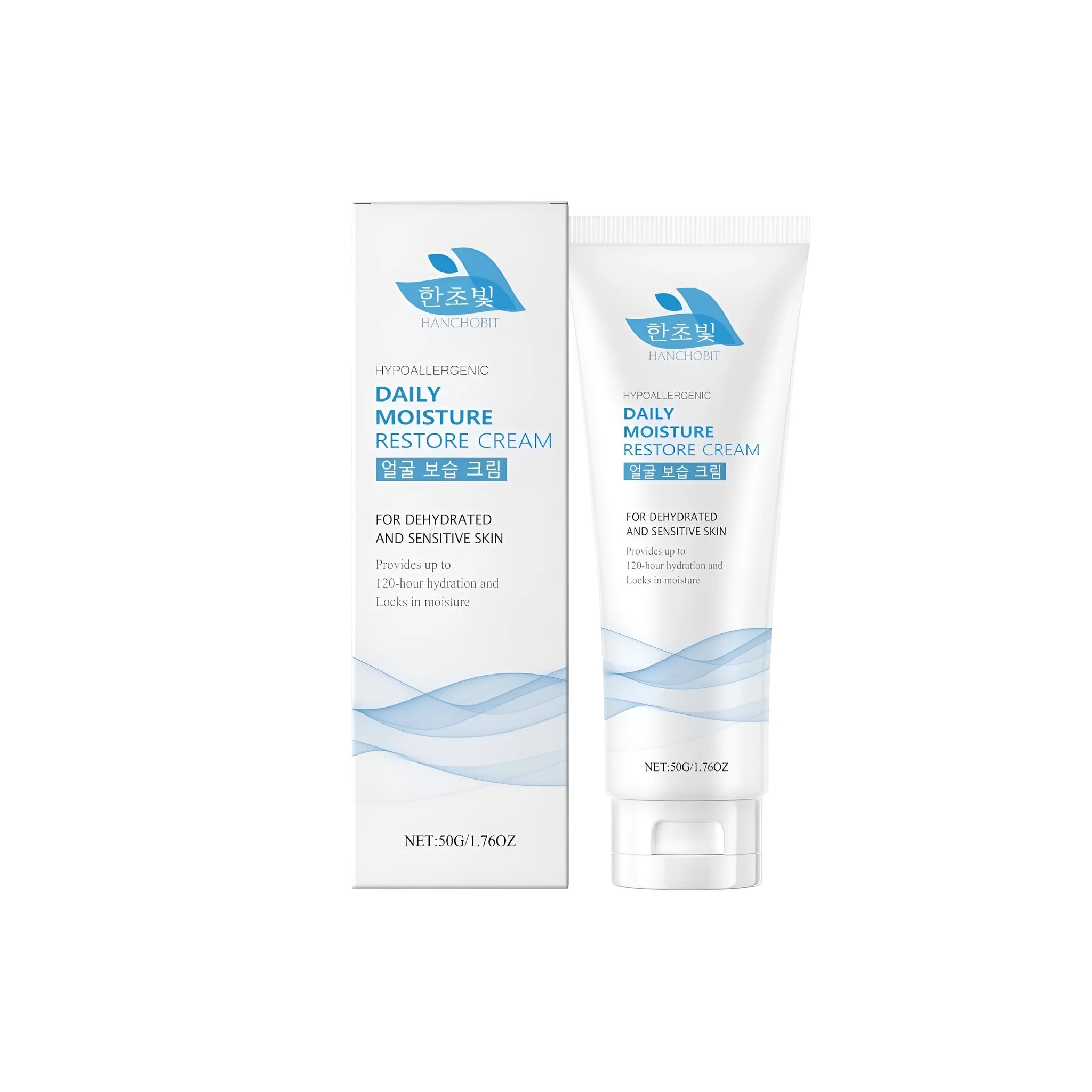 A 50g jar of facial moisturising cream containing hyaluronic acid and ceramide.