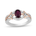 Women's copper ring with egg-shaped amethyst, micro inlaid zircon and colour separation plating, sizes 6-10