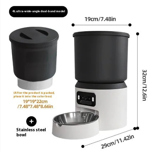 4 litre smart pet feeder with camera and stainless steel bowl for remote feeding