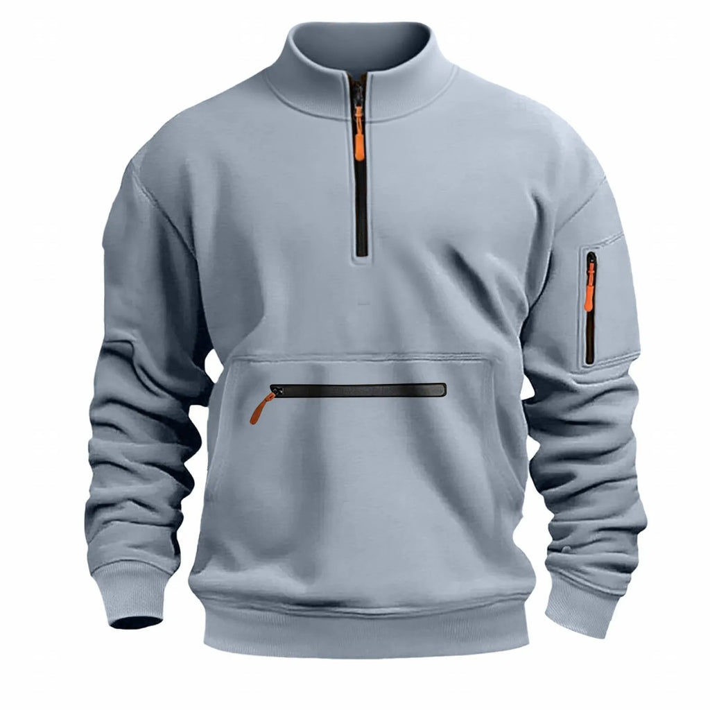 Men's stand collar zipper fleece sweater in eight colour options, polyester fibre casual pullover