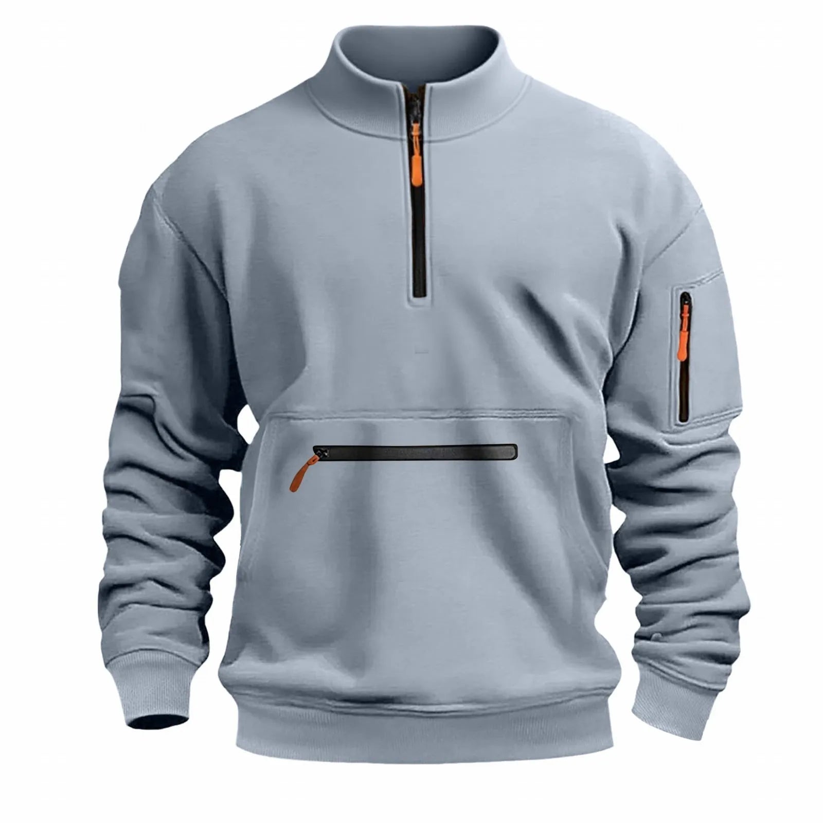 Men's stand collar zipper fleece sweater in eight colour options, polyester fibre casual pullover