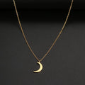 Women's stainless steel moon pendant necklace on a clavicle chain in gold or silver electroplated finish