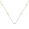 Light luxury silver necklace and bracelet set with platinum electroplated finish on white background