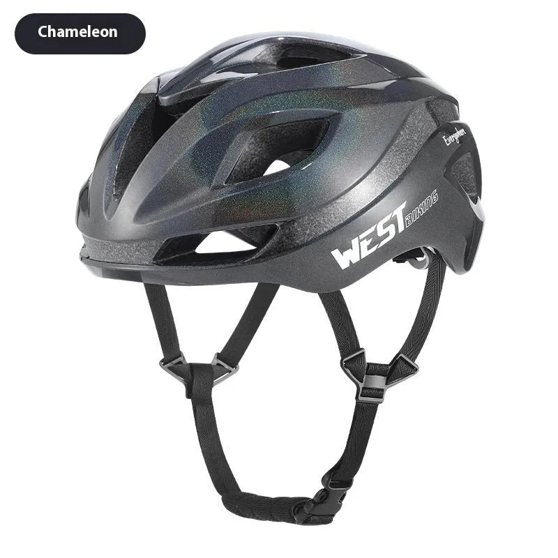 Road bike safety helmet in various colours showing integrated PC/EPS construction