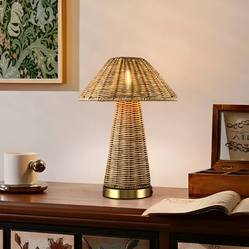 Gold alloy desk lamp with touch control and 3W LED light source on a tabletop