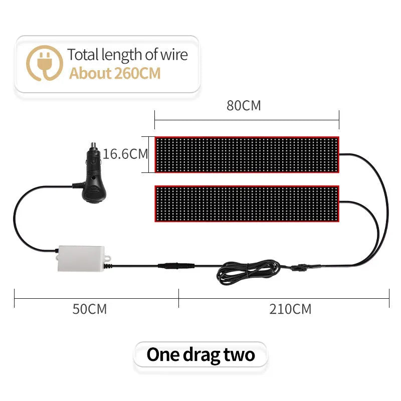 LED flexible car interior light strip, 12-24V, PC, Devil's Eye 1.2M-2M or one drag two 16.6x60-80CM