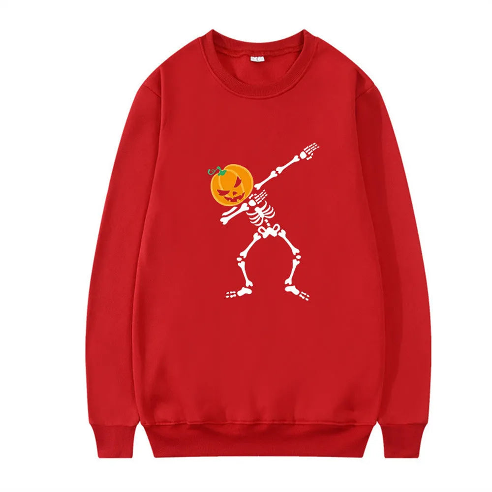 Women's printed cotton crew neck long sleeve top in multiple colours on a size chart.