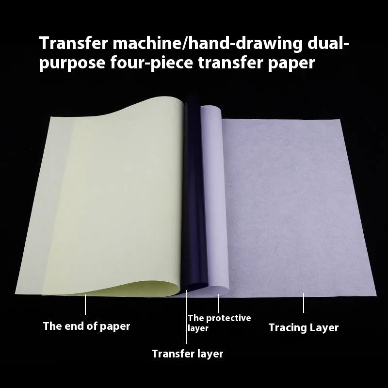 A4 tattoo stencil transfer paper pack with transfer paste gel for skin application.