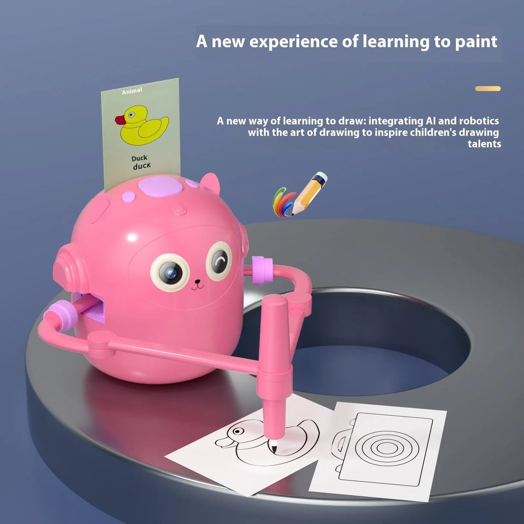 Lake Blue plastic automatic painting robot with robotic arm and drawing cards