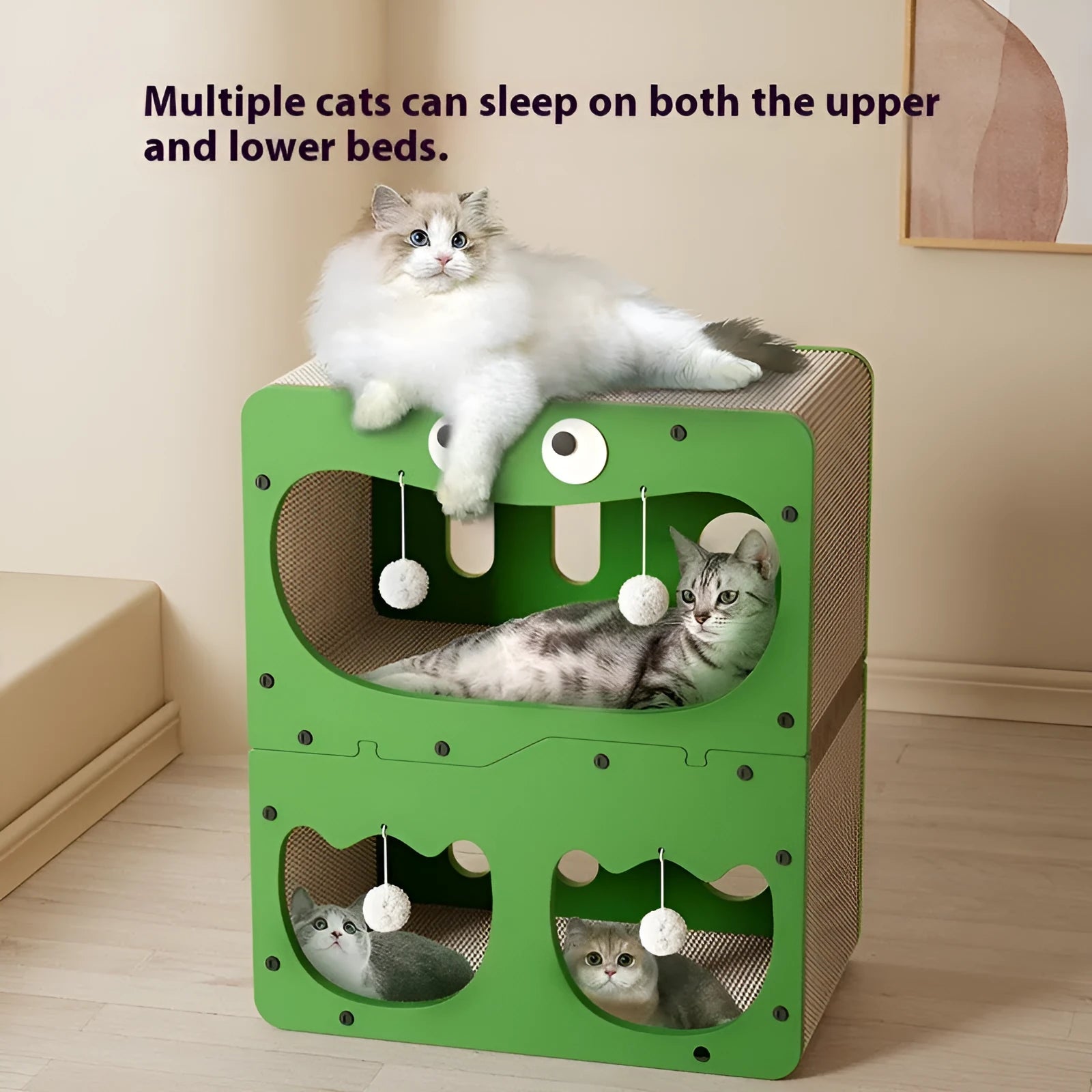 Double-layer cat nest with integrated scratching surface in one of six style options
