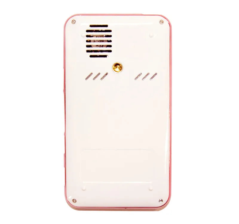 M6S miniature portable Android DLP projector in white and rose gold colours showing compact 145mm size