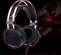 Black wired computer gaming headset with 2-metre cable and 3.5mm plug