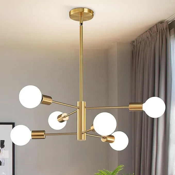 Nordic chandelier ceiling light, 65cm, 220V, available in 6, 8 or 10 heads with fully golden finish option
