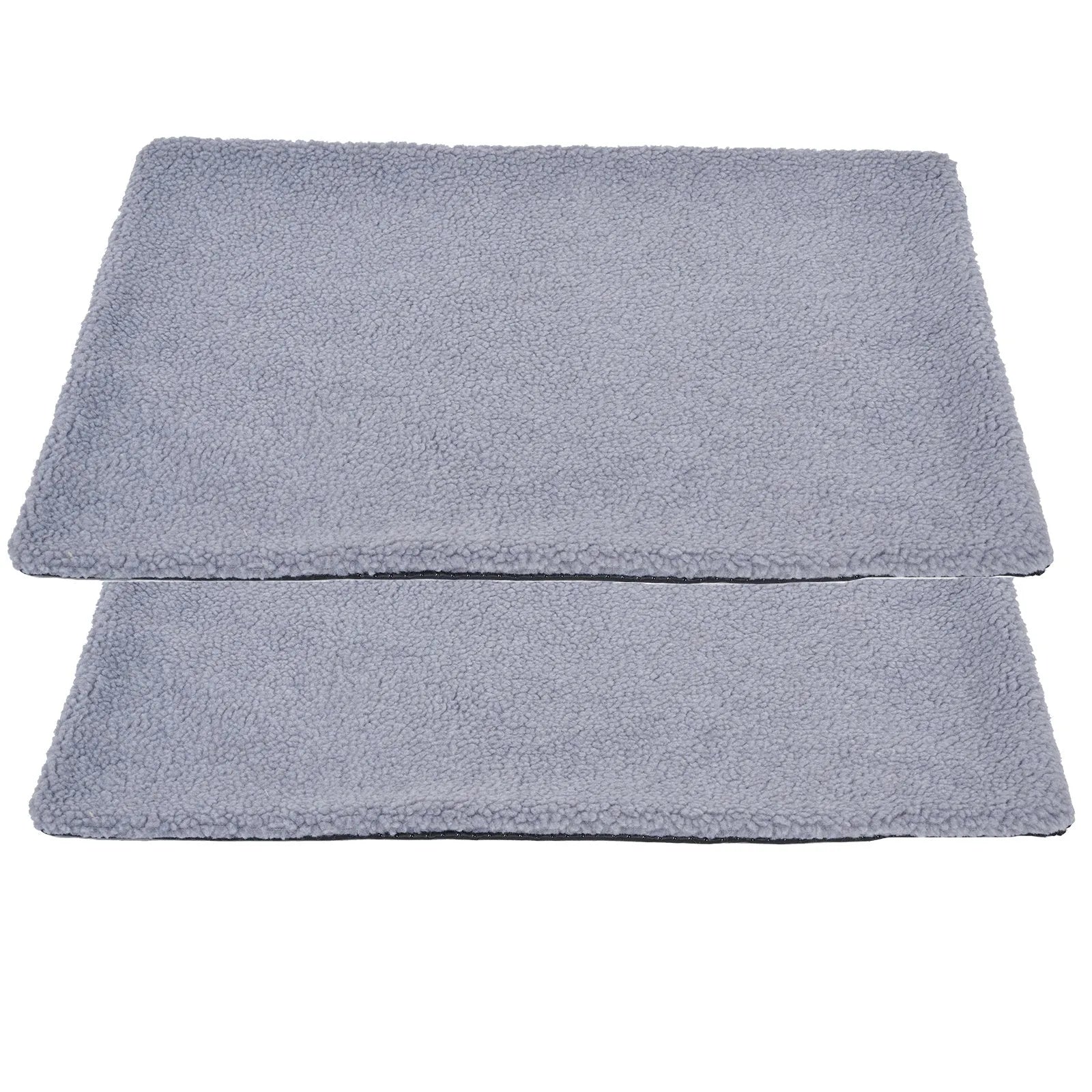 Grey self-heating plush pet bed blanket for cats on wooden floor