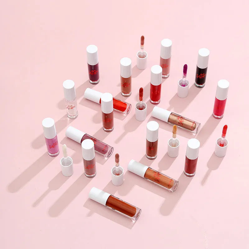 Solid jelly lipstick crystal lip glaze in 30g pot with water wave mirror finish, 24 shades available