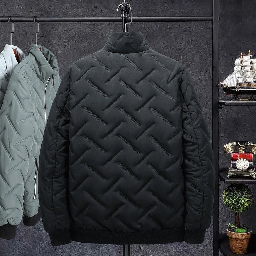 Men's short cotton-padded coat with stand collar, gray, black, bean green, sizes L-5XL