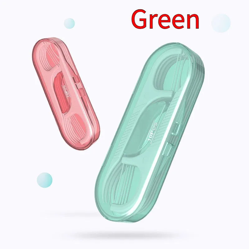 Plastic bag containing 100 independently packaged disposable dental floss strands