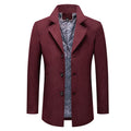 Men's loose fit cotton padded coat in camel, side view showing zippered pockets