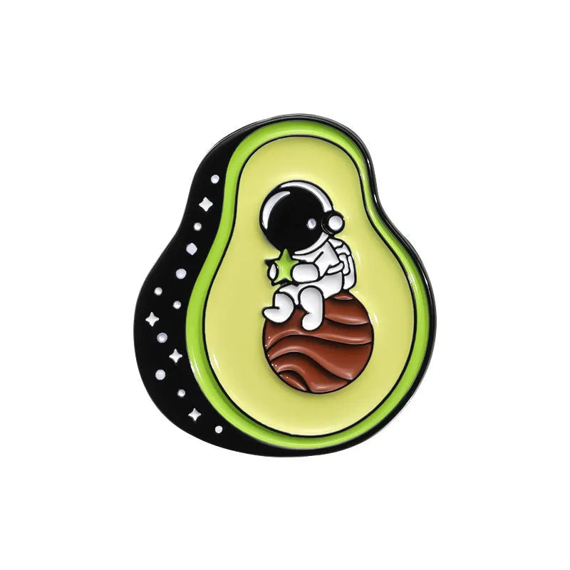 Colourful cartoon fruit zinc alloy brooch with pin back on denim jacket lapel