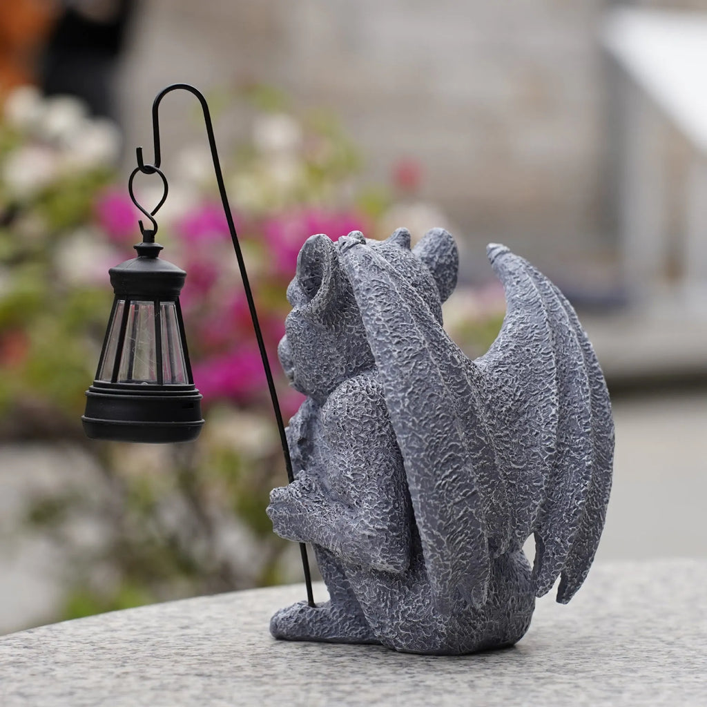 Solar garden light stone statue ghost resin ornament 17cm x 13cm x 21cm American style