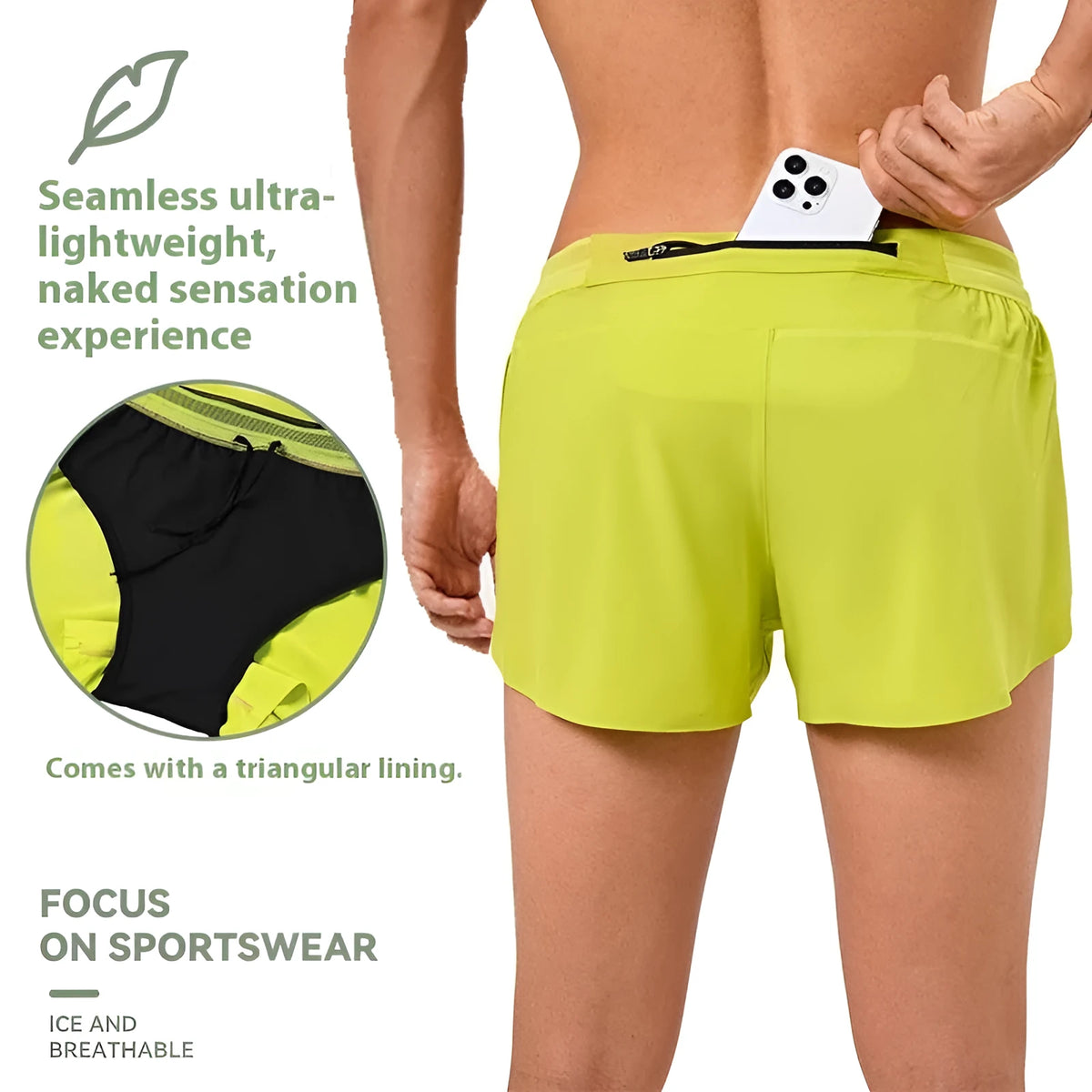 Men's polyester exercise shorts with breathable sweat-wicking design and anti-exposure lining, available in eight colours.
