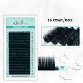 A pair of soft velvet false eyelashes made from artificial fibre, shown in various lengths from 7mm to 15mm.