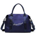 Blue Oxford cloth medium travel duffel bag with zipper and soft handle