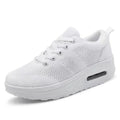 Women's solid colour platform casual shoes with flyknit upper and air cushion sole