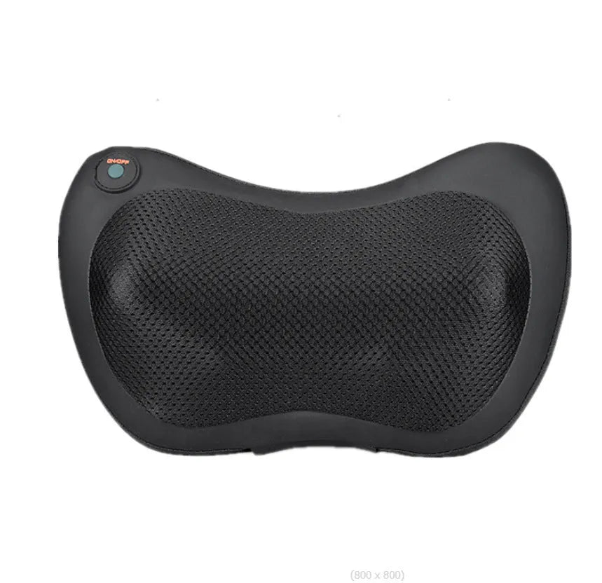 Brown genuine leather smart shoulder and neck massage pillow with 8 heads, for home and car use.