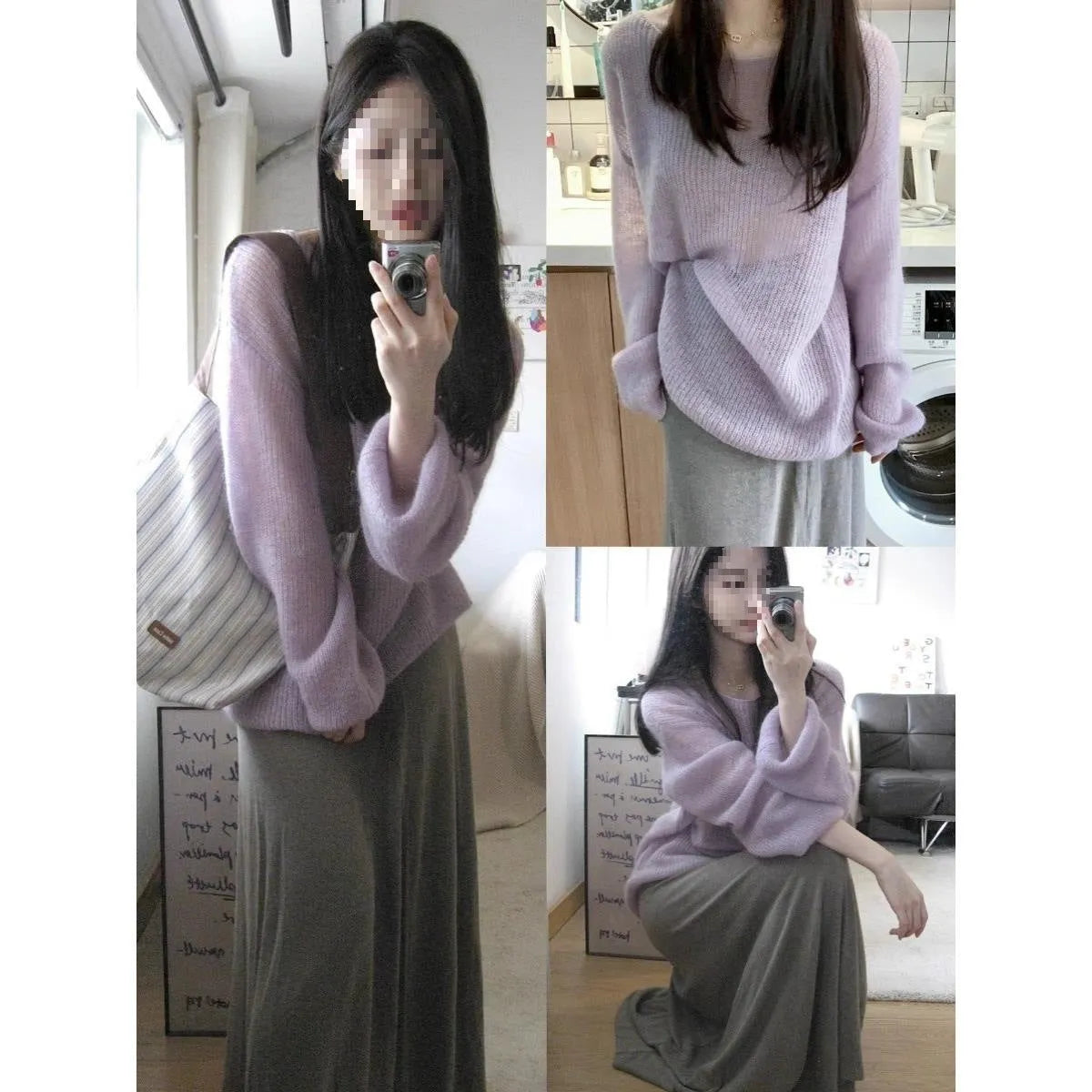 Women's purple ice silk blouse with sleeveless shoulder straps and hollow out design.