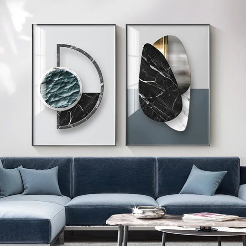 Abstract geometric pattern canvas wall art print in multiple size options