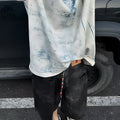Korean loose fit round neck t-shirt with colourful screen-printed summer and tie-dye designs.
