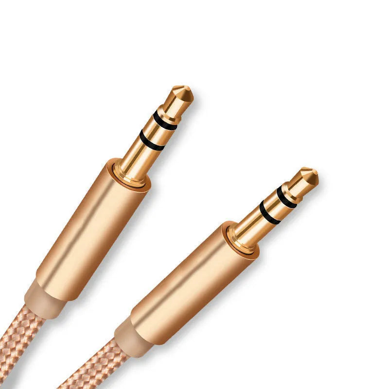 Universal 3.5mm male to male gold-plated audio cable in black, gold, silver and red