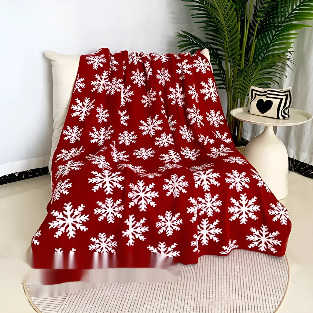 Personalised acrylic fleece Christmas blanket with snowflake or reindeer pattern.