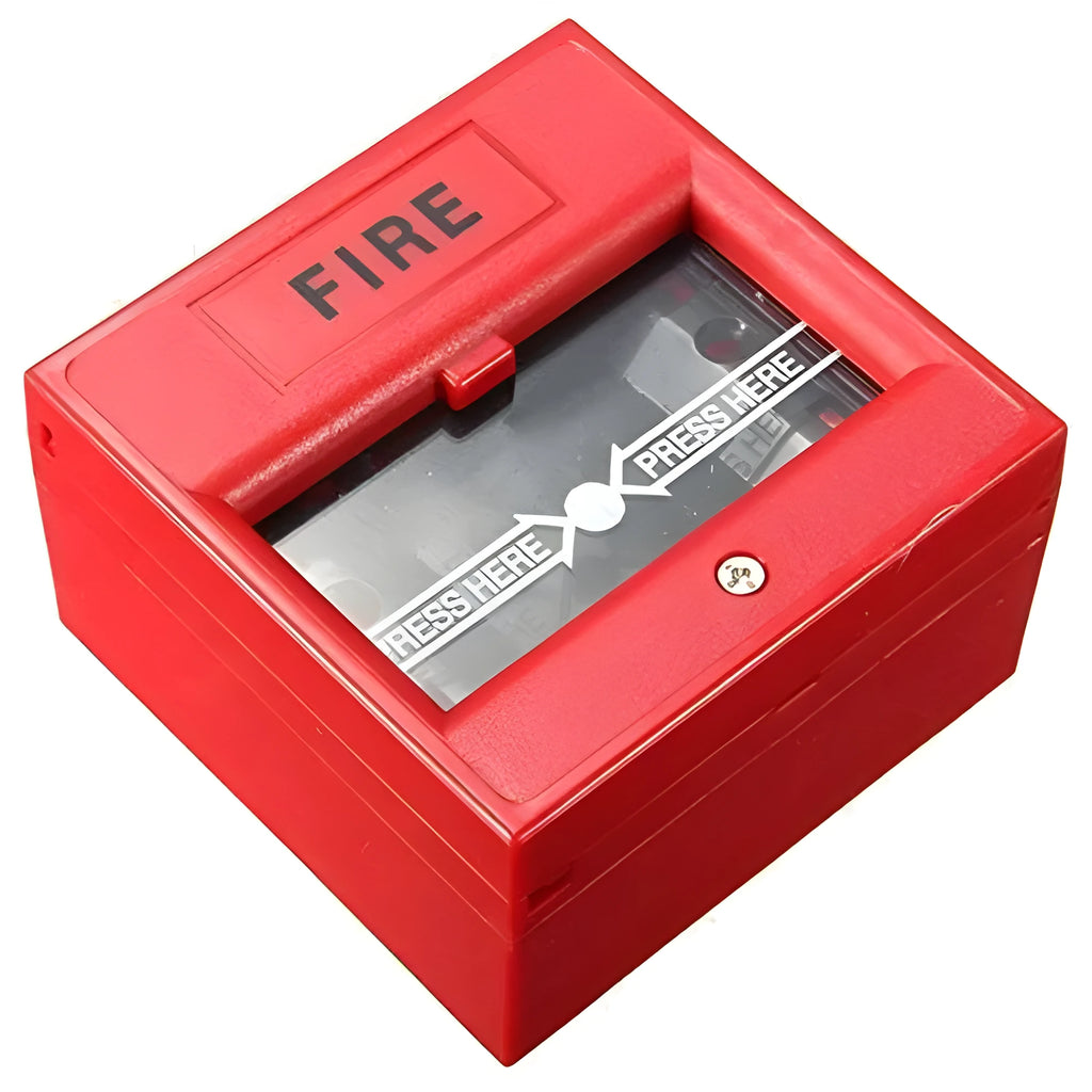 Red wired hand breaking glass emergency fire alarm button with fireproof housing