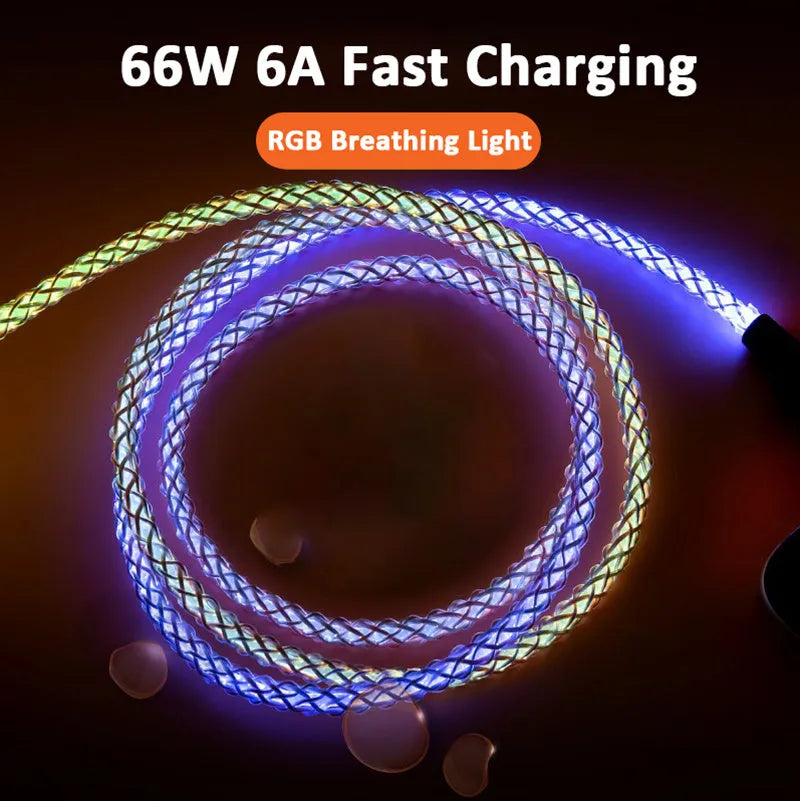 Colourful phantom gradient charging cable with triple splitter connector for charging three devices