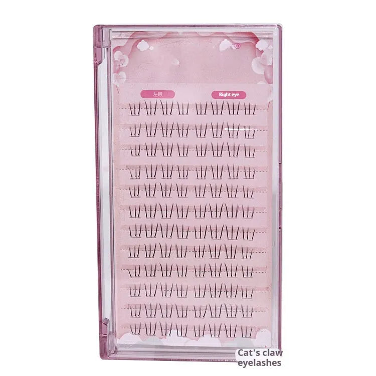 12-row segmented false eyelashes with kitten's paw lower lashes, natural sheer root, 4mm 5mm 6mm lengths.