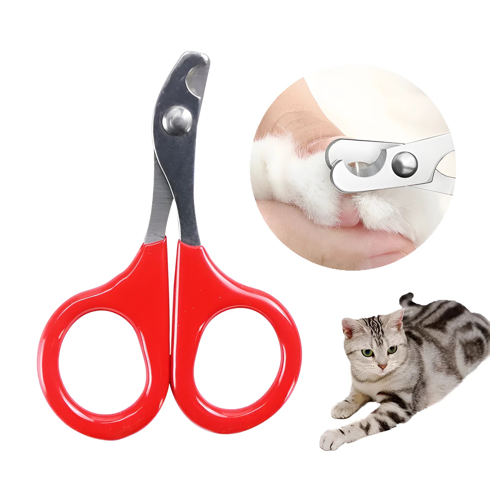 Pet nail clippers with stainless steel blades and coloured non-slip handles