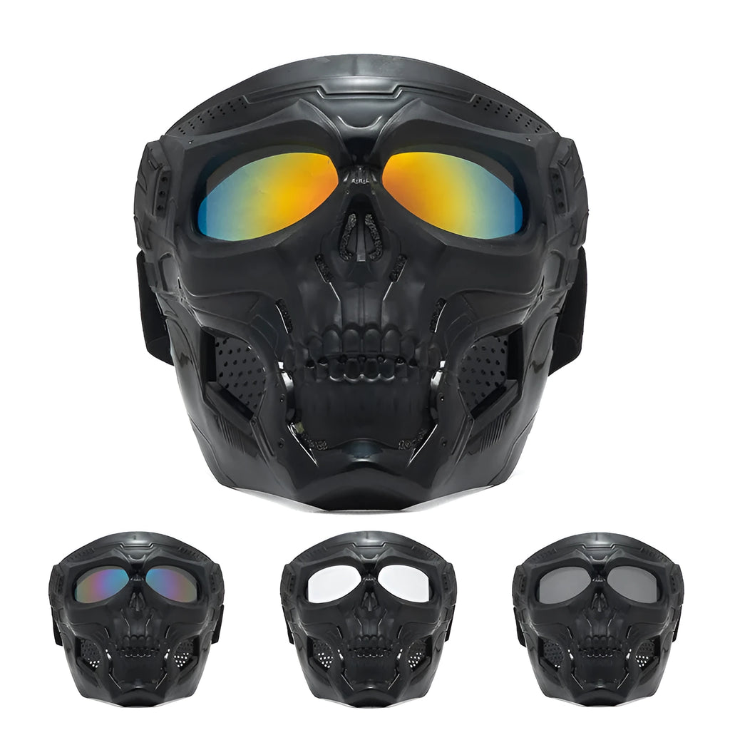Skull riding mirror windproof goggles unisex full frame PC frame strengthen PC lens black colour