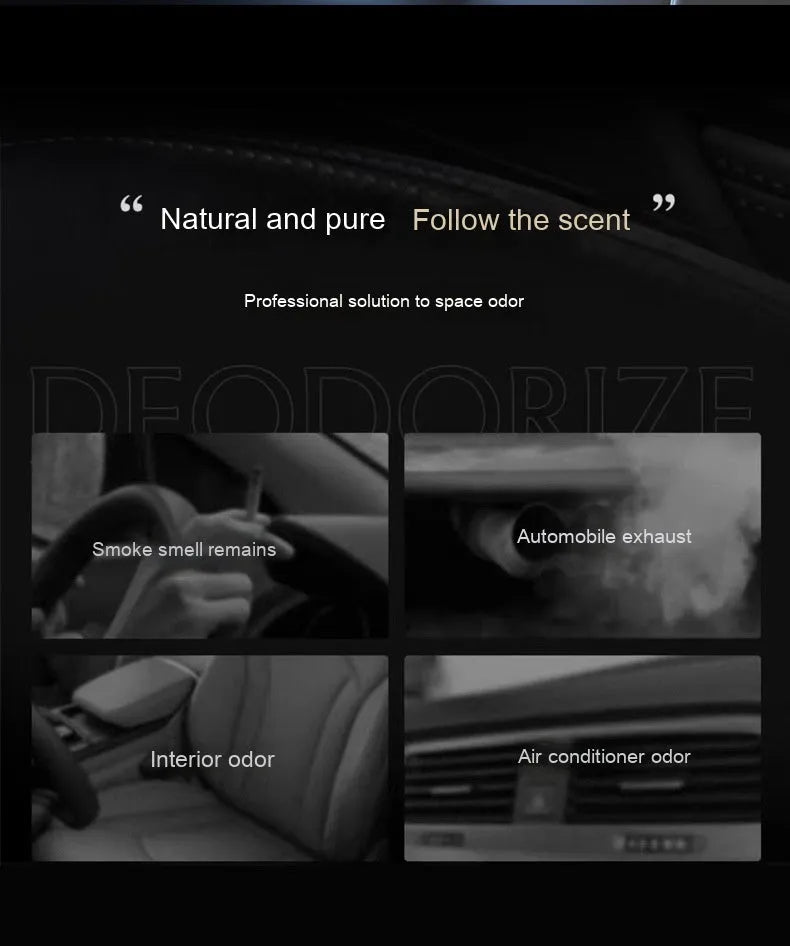 Solar-powered car aromatherapy perfume unit with fragrance liquid for vehicle odour removal