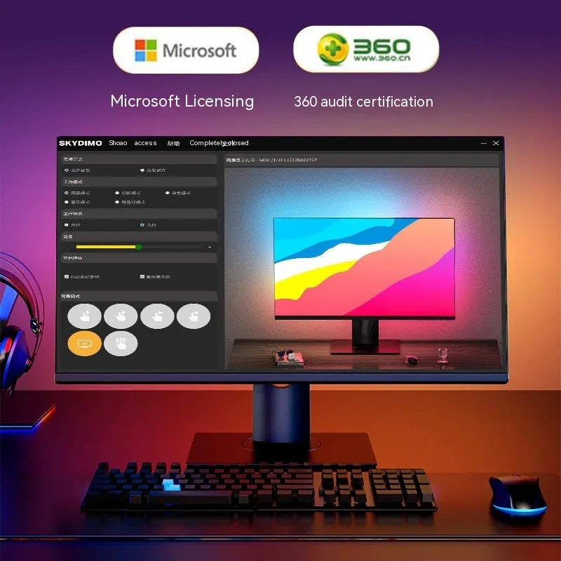 RGB esports monitor backlight 5W silicone IP65 screen sync light strip for 24 to 34 inch displays