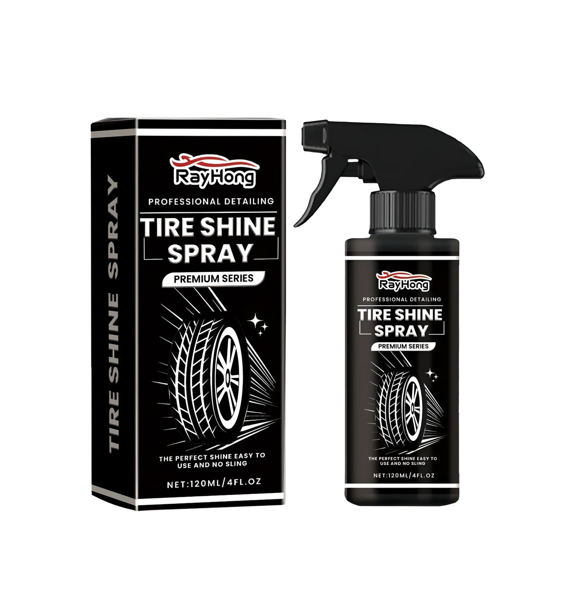 120ml tyre shine spray bottle 4.5X17.5cm with carnauba wax and polysiloxane for car tyres