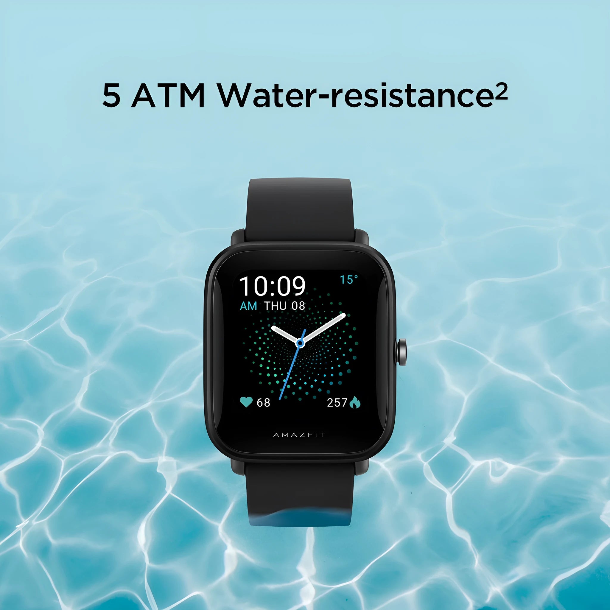 Smartwatch with colour screen displaying health metrics on silicone rubber strap