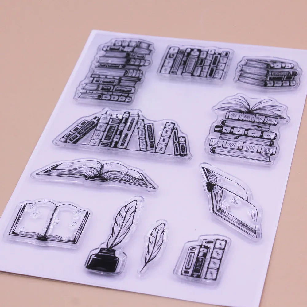 Transparent silicone stamp with adhesive backing measuring 11cm by 16cm for paper craft