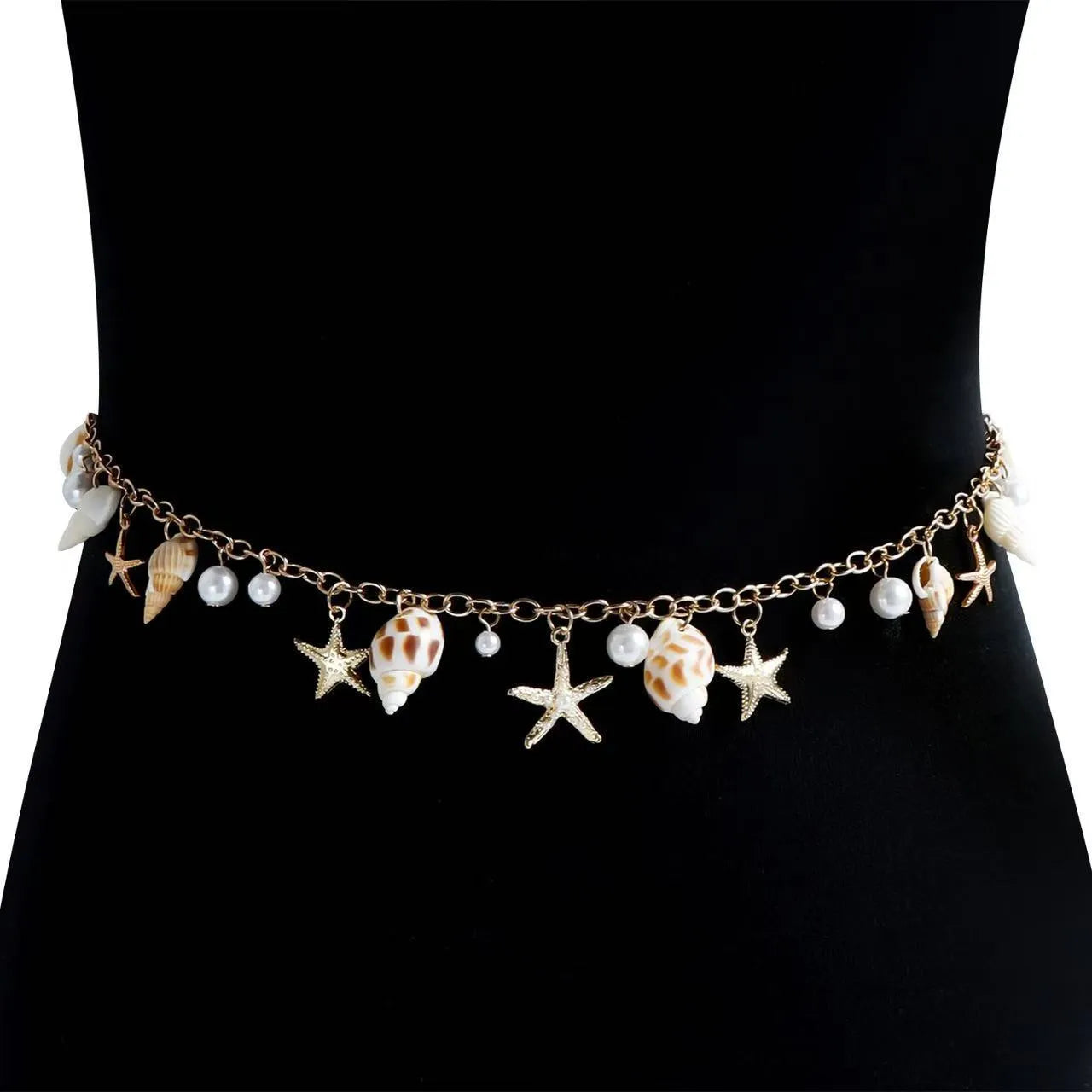 Women's star-shaped waist chain and matching bracelet jewellery set for summer beach festivals