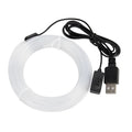 Universal car EL luminous ambience light strip with USB connector in colourful glowing demonstration